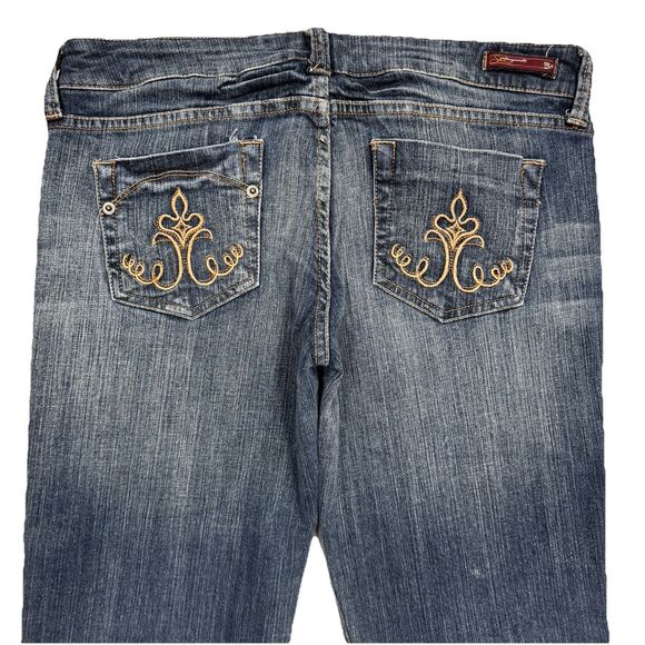 Underground Soul Jeans Juniors 11 Flare Low Rise Blue Denim Measures 31 x 30.5 - Picture 7 of 8